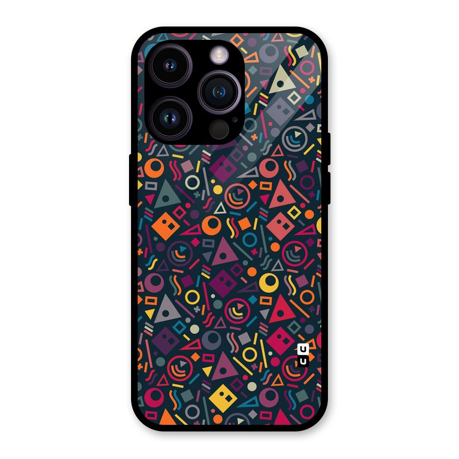 Abstract Figures Glass Back Case for iPhone 14 Pro