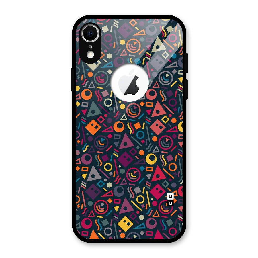 Abstract Figures Glass Back Case for iPhone XR Logo Cut