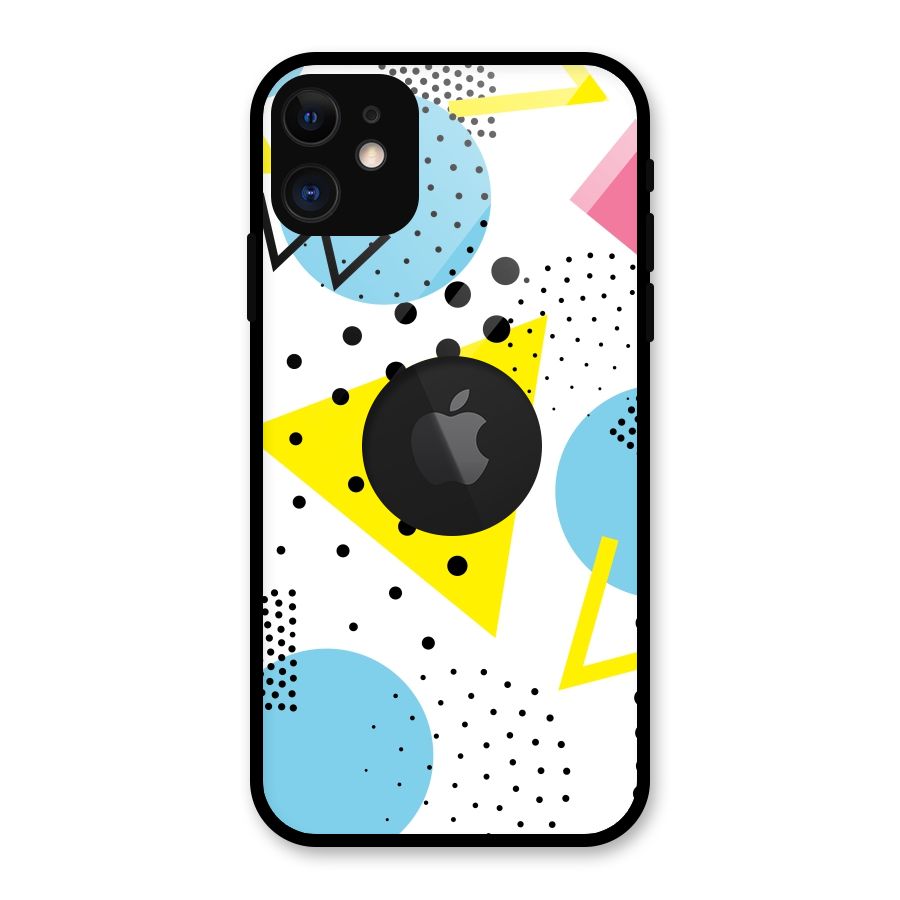 Abstract Geometry Glass Back Case for iPhone 11 Logo Cut
