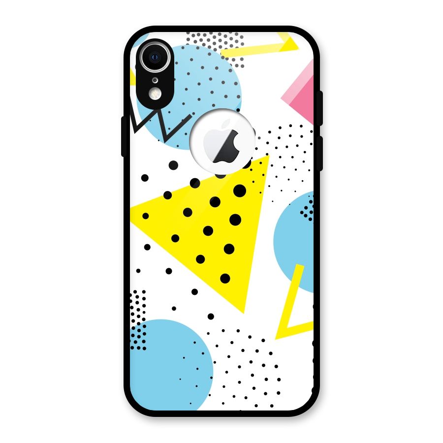 Abstract Geometry Glass Back Case for iPhone XR Logo Cut