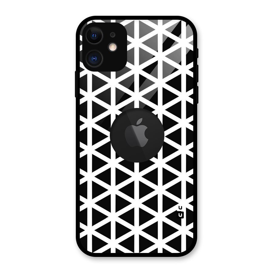 Abstract Geometry Maze Glass Back Case for iPhone 11 Logo Cut