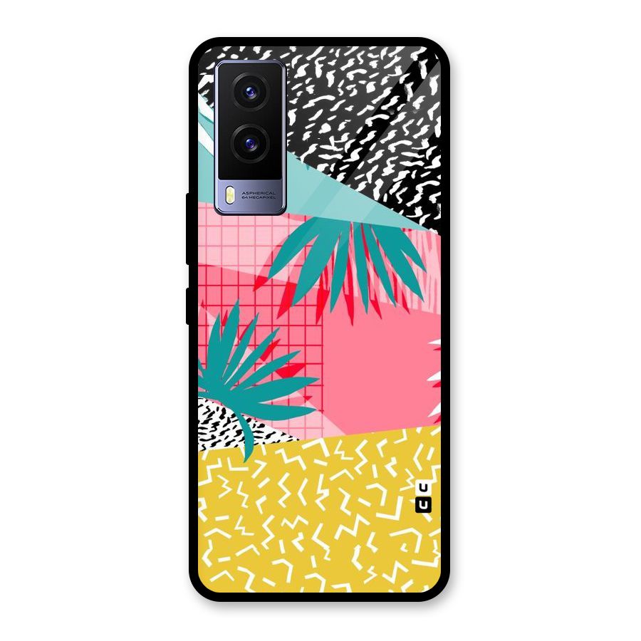 Abstract Grass Hues Glass Back Case for Vivo V21e 5G