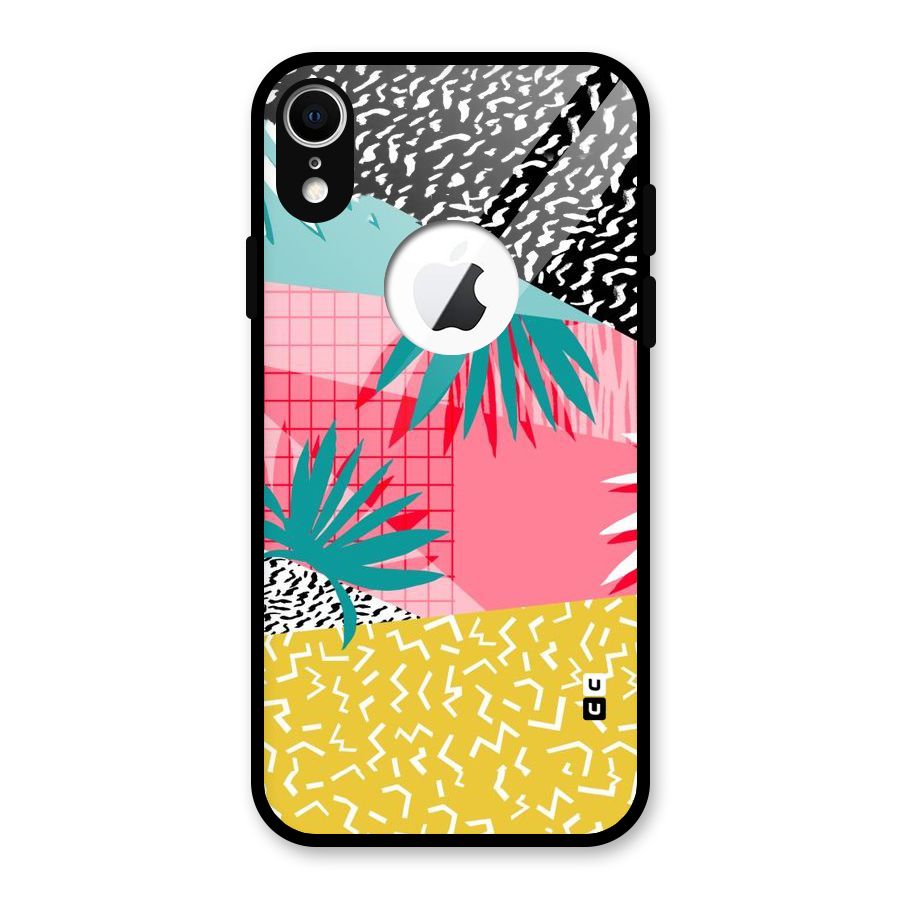 Abstract Grass Hues Glass Back Case for iPhone XR Logo Cut