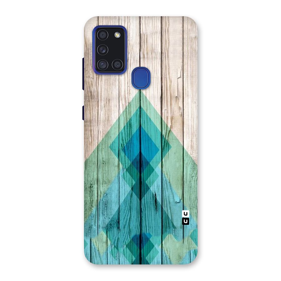 Abstract Green And Wood Back Case for Galaxy A21s
