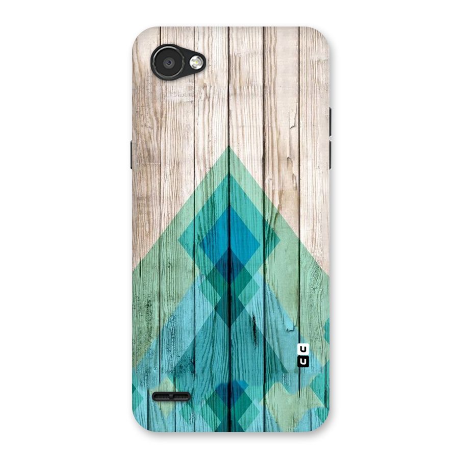 Abstract Green And Wood Back Case for LG Q6