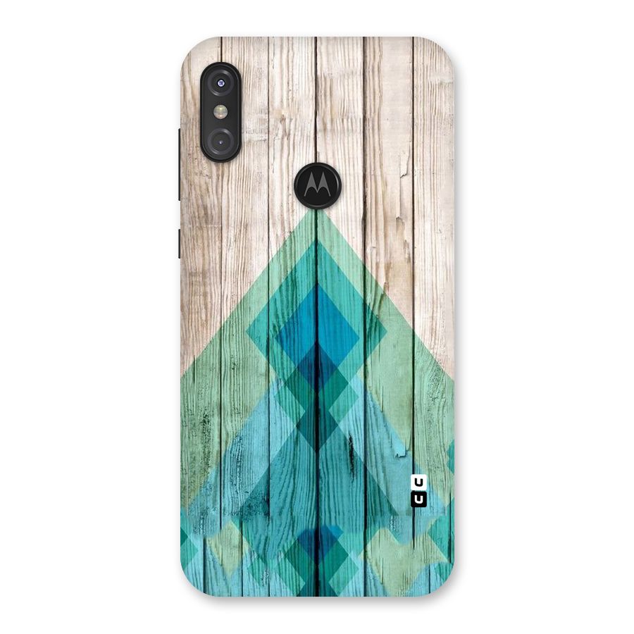 Abstract Green And Wood Back Case for Motorola One Power