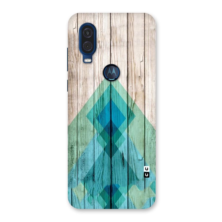 Abstract Green And Wood Back Case for Motorola One Vision