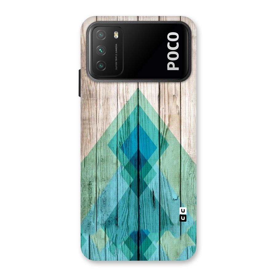 Abstract Green And Wood Back Case for Poco M3