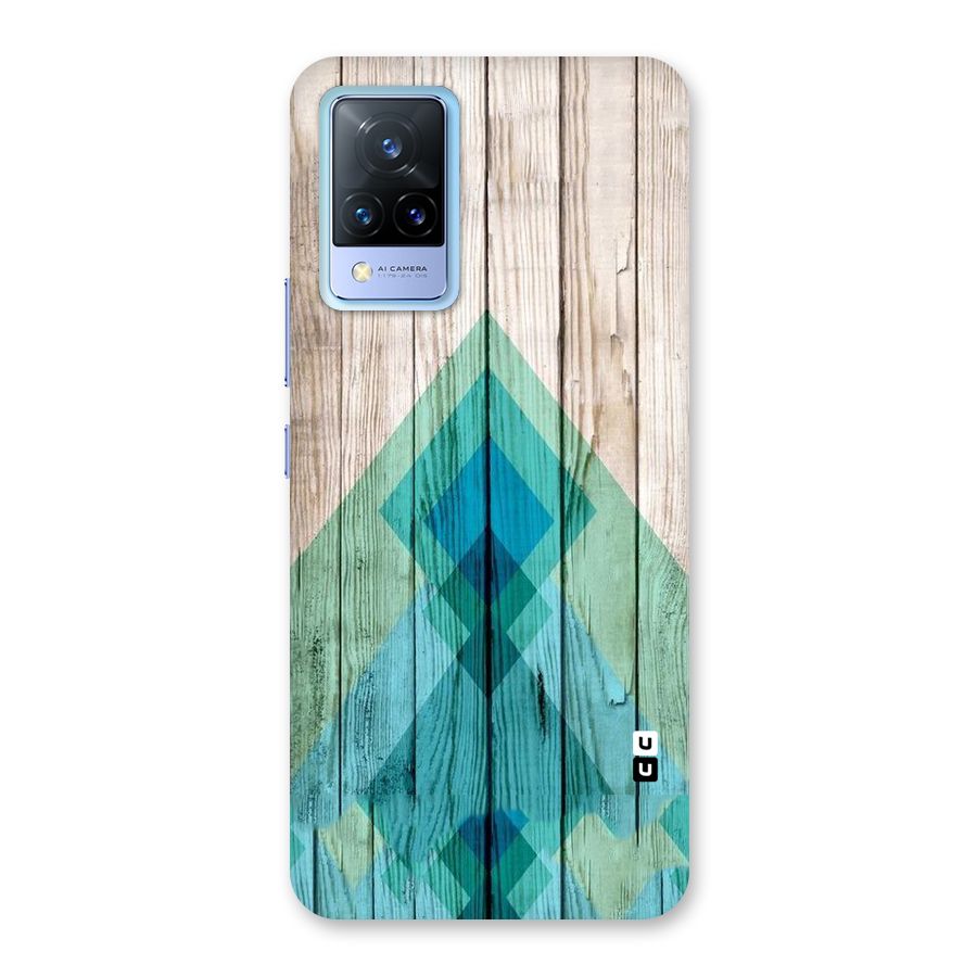 Abstract Green And Wood Back Case for Vivo V21 5G