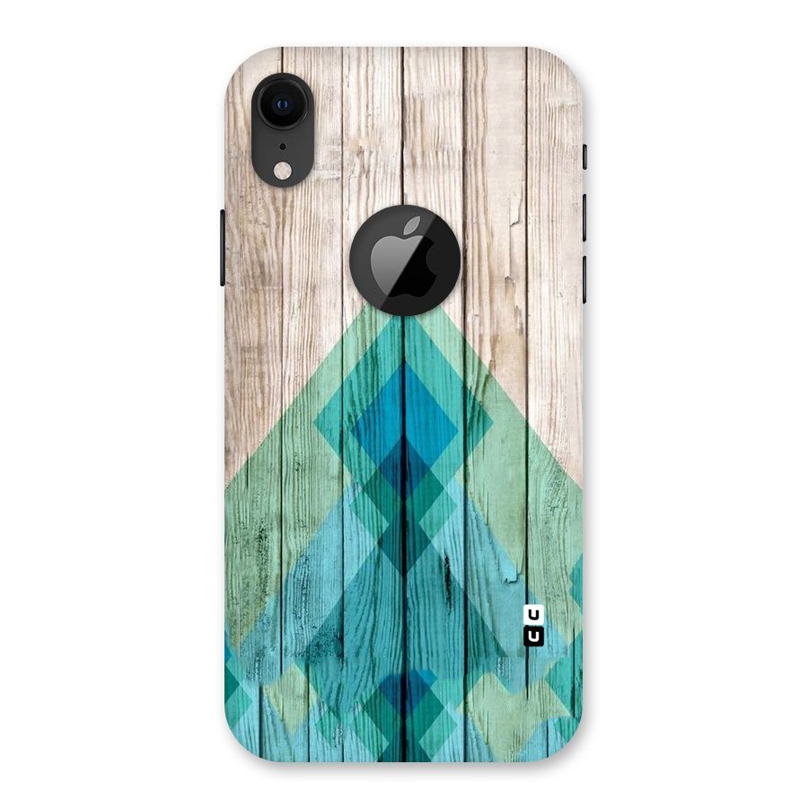 Abstract Green And Wood Back Case for iPhone XR Logo Cut