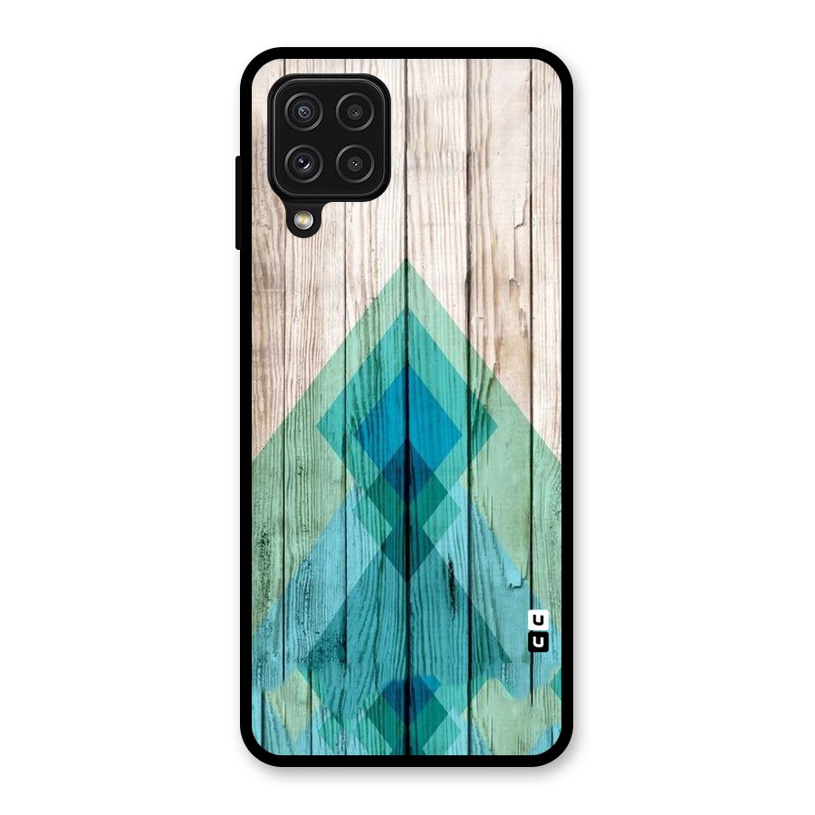 Abstract Green And Wood Glass Back Case for Galaxy A22 4G
