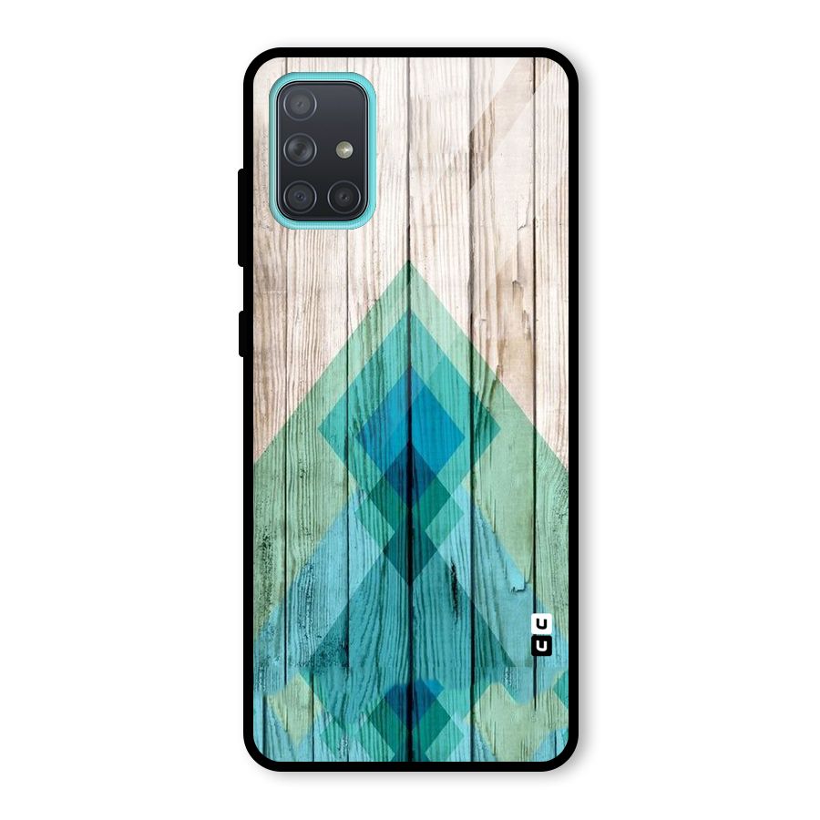 Abstract Green And Wood Glass Back Case for Galaxy A71