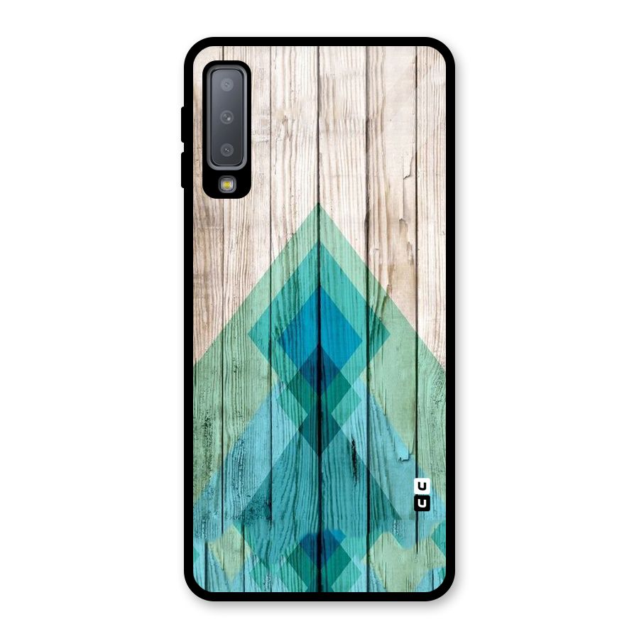 Abstract Green And Wood Glass Back Case for Galaxy A7 (2018)