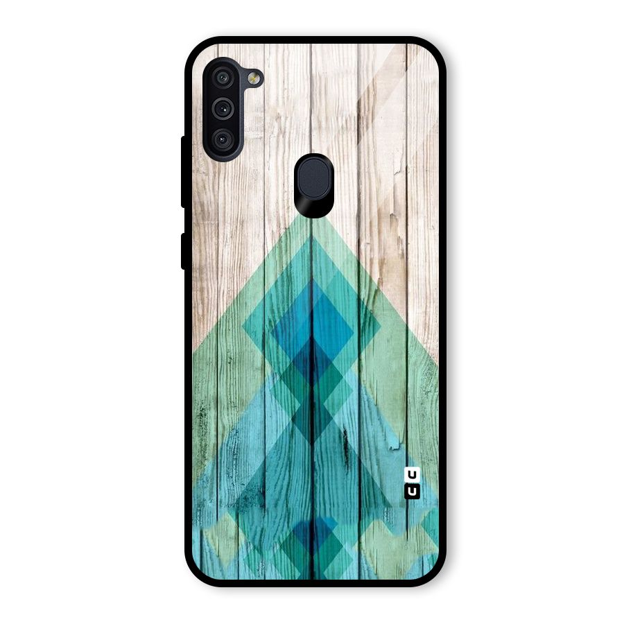 Abstract Green And Wood Glass Back Case for Galaxy M11