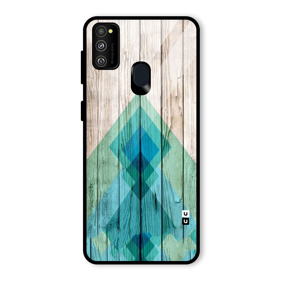 Abstract Green And Wood Glass Back Case for Galaxy M30s