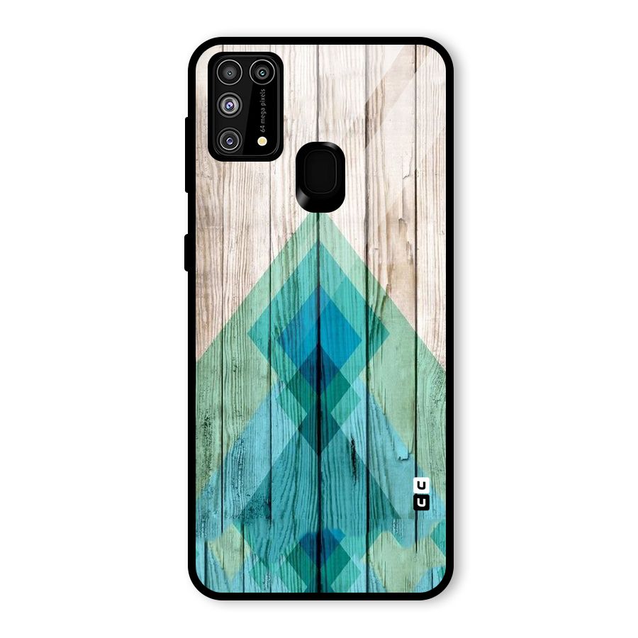 Abstract Green And Wood Glass Back Case for Galaxy M31