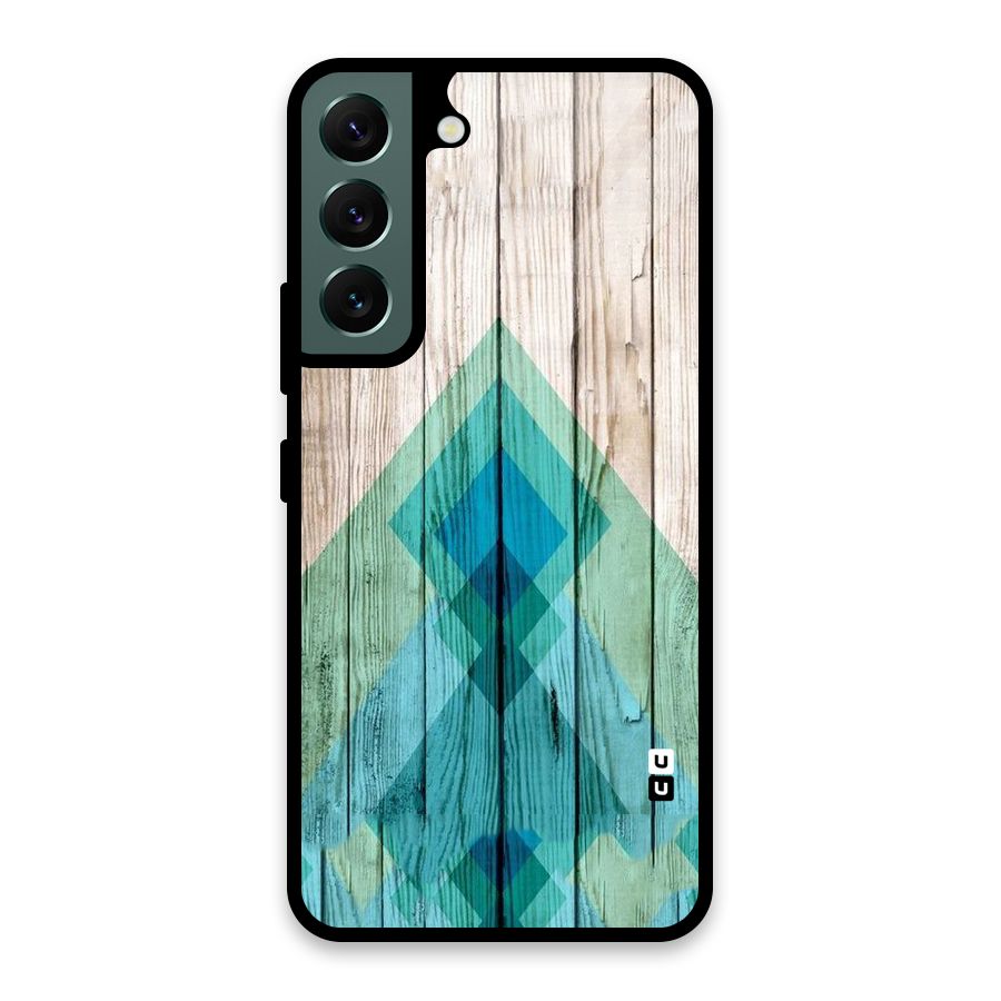 Abstract Green And Wood Glass Back Case for Galaxy S22 5G