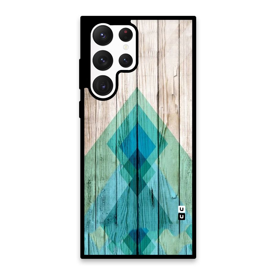 Abstract Green And Wood Glass Back Case for Galaxy S22 Ultra 5G