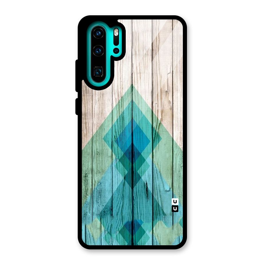 Abstract Green And Wood Glass Back Case for Huawei P30 Pro