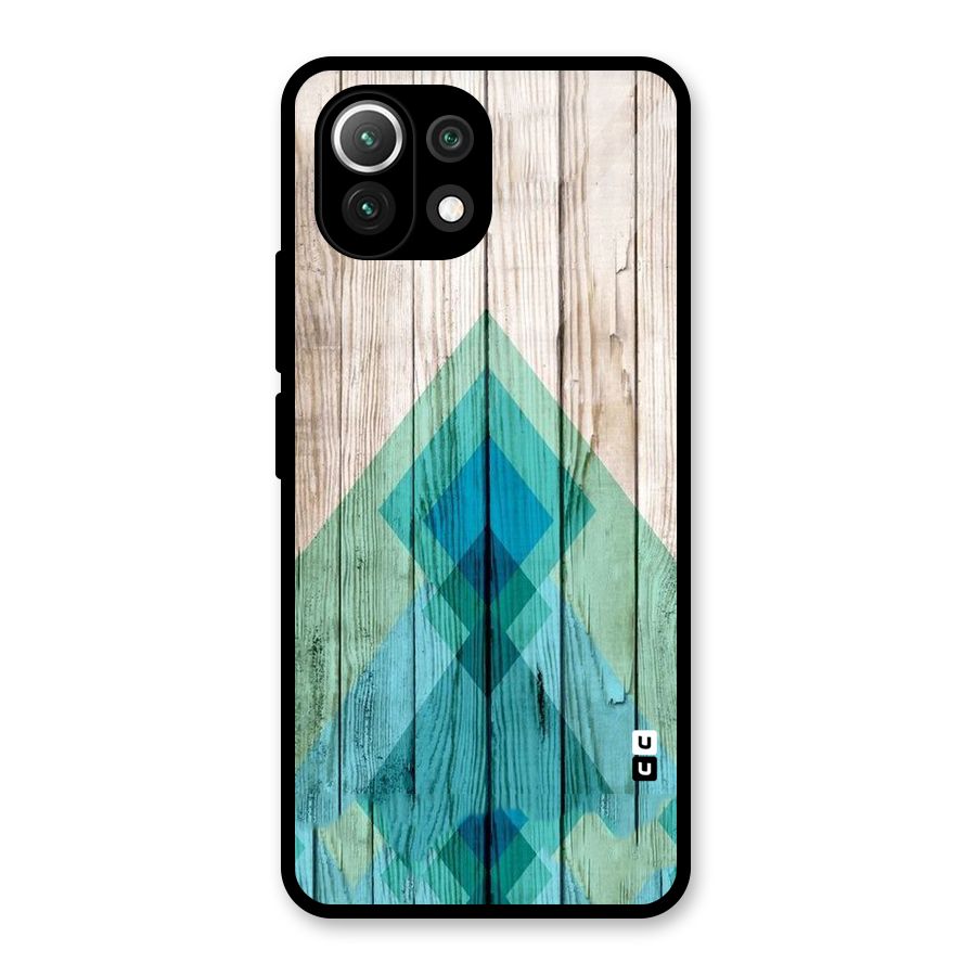 Abstract Green And Wood Glass Back Case for Mi 11 Lite