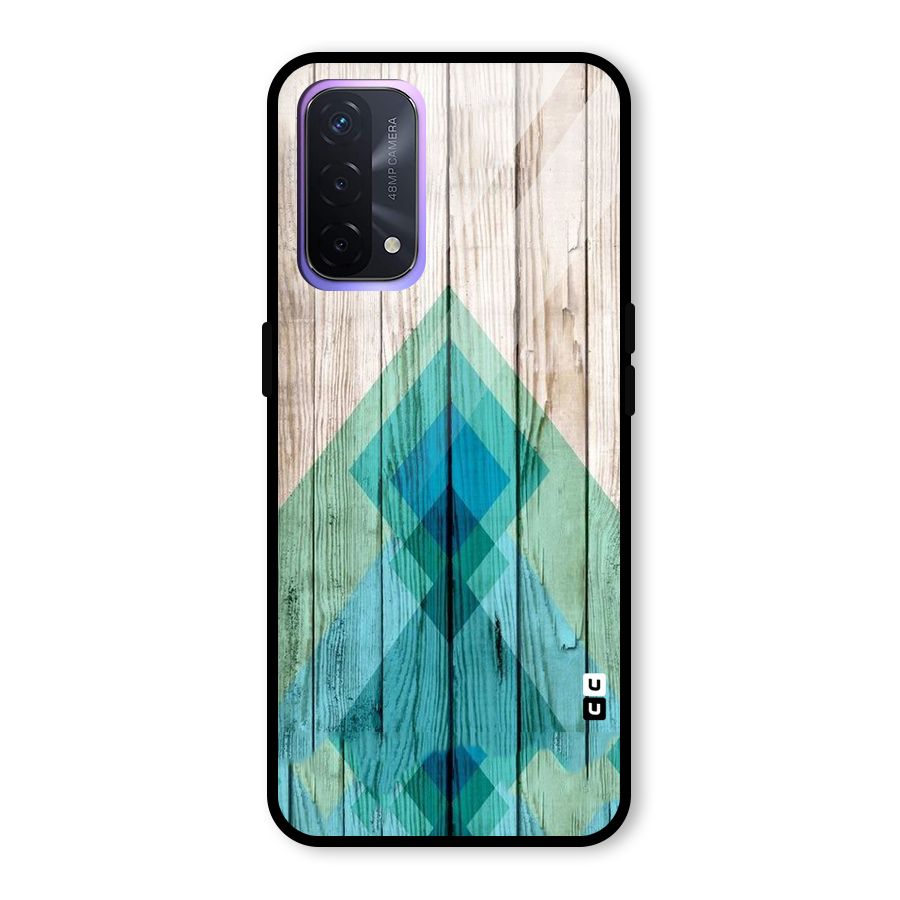 Abstract Green And Wood Glass Back Case for Oppo A74 5G