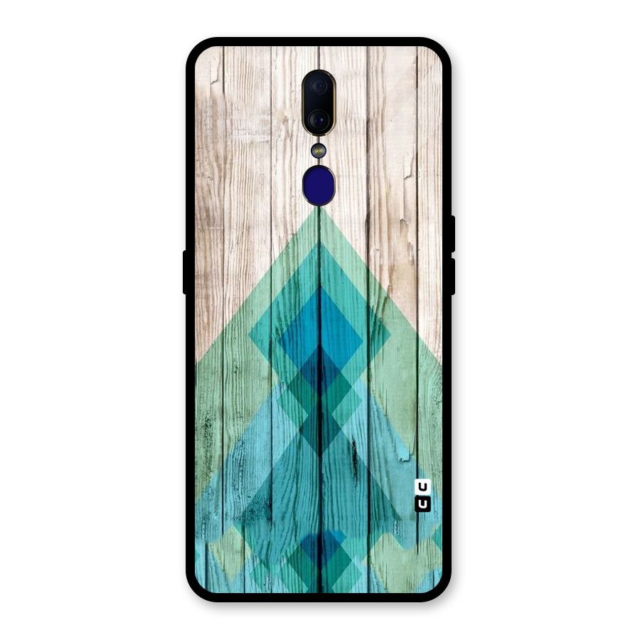 Abstract Green And Wood Glass Back Case for Oppo F11