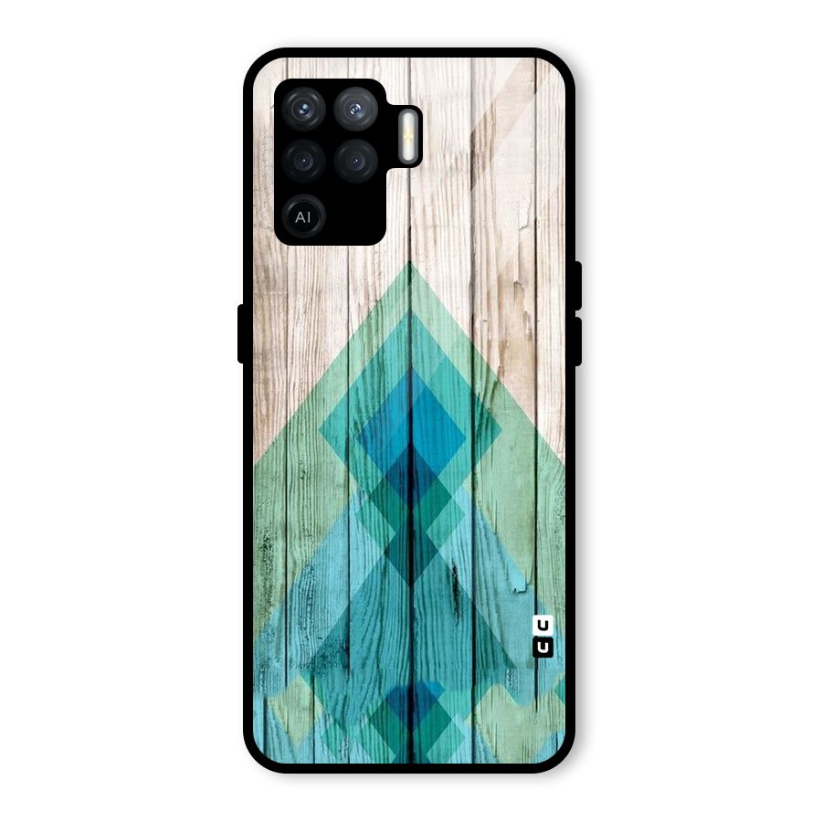 Abstract Green And Wood Glass Back Case for Oppo F19 Pro