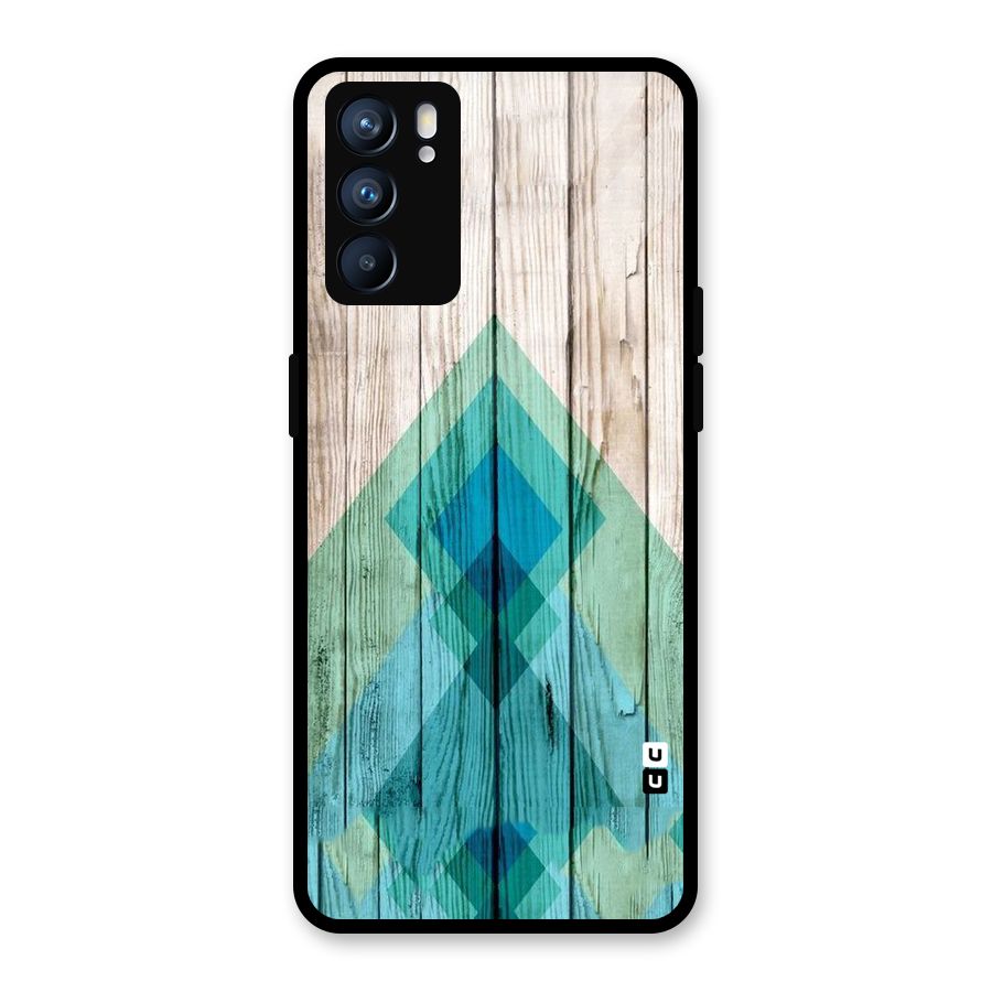 Abstract Green And Wood Glass Back Case for Oppo Reno6 5G