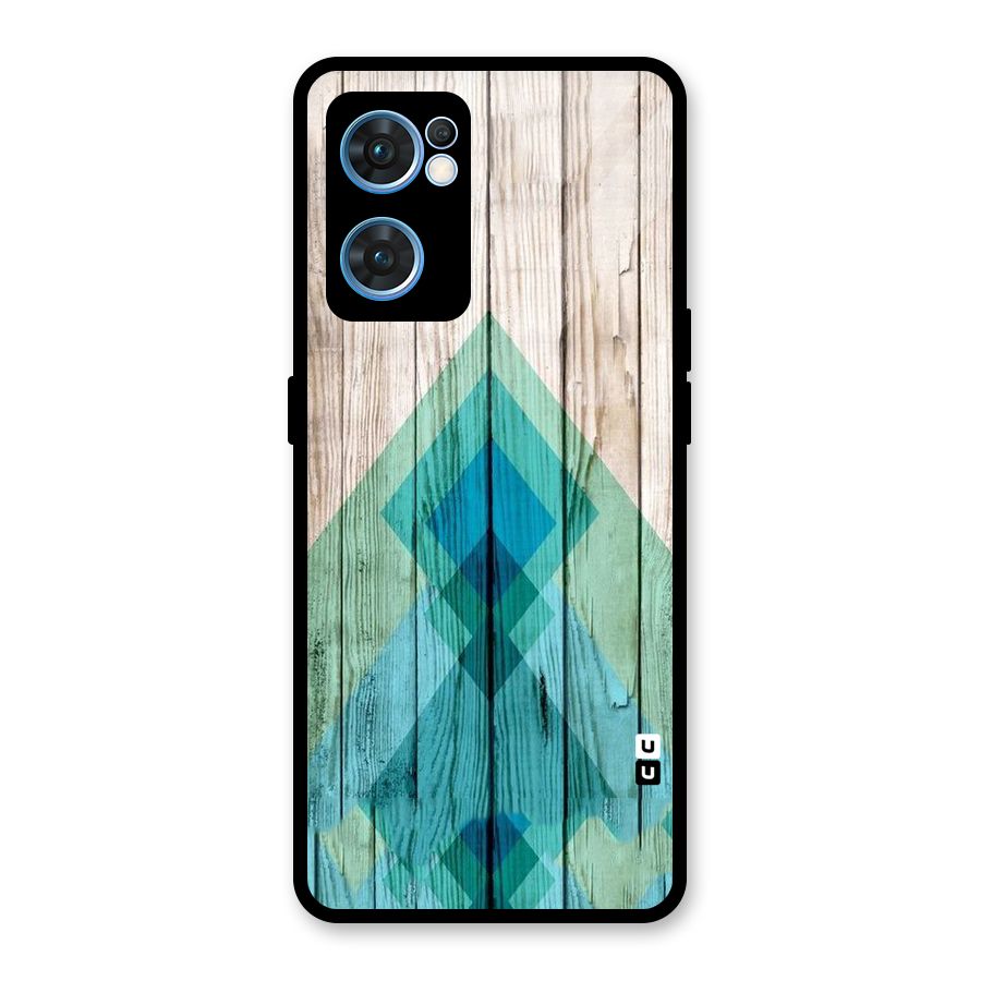 Abstract Green And Wood Glass Back Case for Oppo Reno7 5G