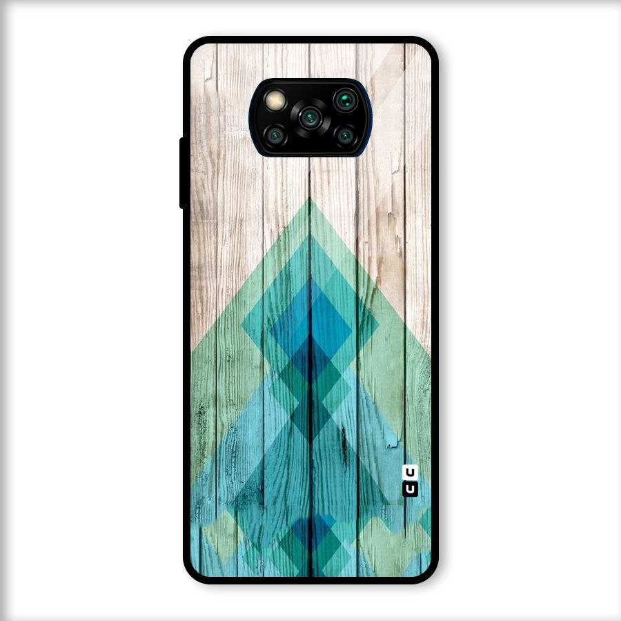 Abstract Green And Wood Glass Back Case for Poco X3