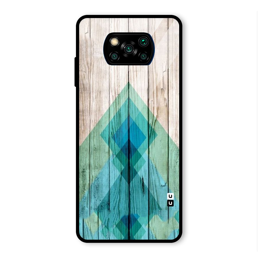 Abstract Green And Wood Glass Back Case for Poco X3 Pro