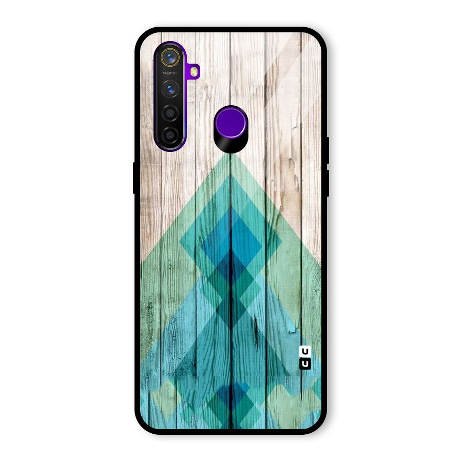 Abstract Green And Wood Glass Back Case for Realme 5 Pro