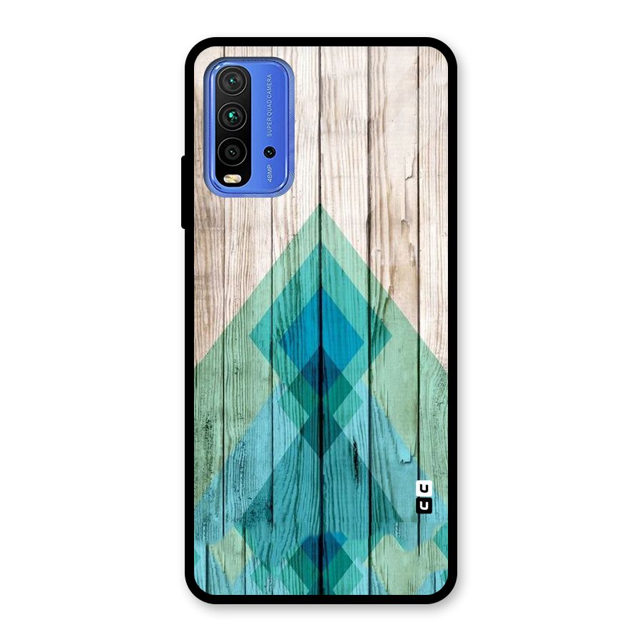 Abstract Green And Wood Glass Back Case for Redmi 9 Power