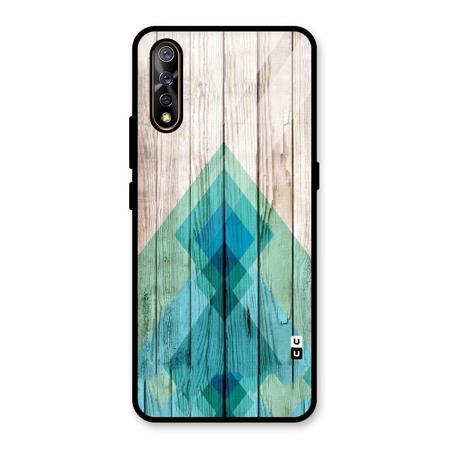 Abstract Green And Wood Glass Back Case for Vivo S1