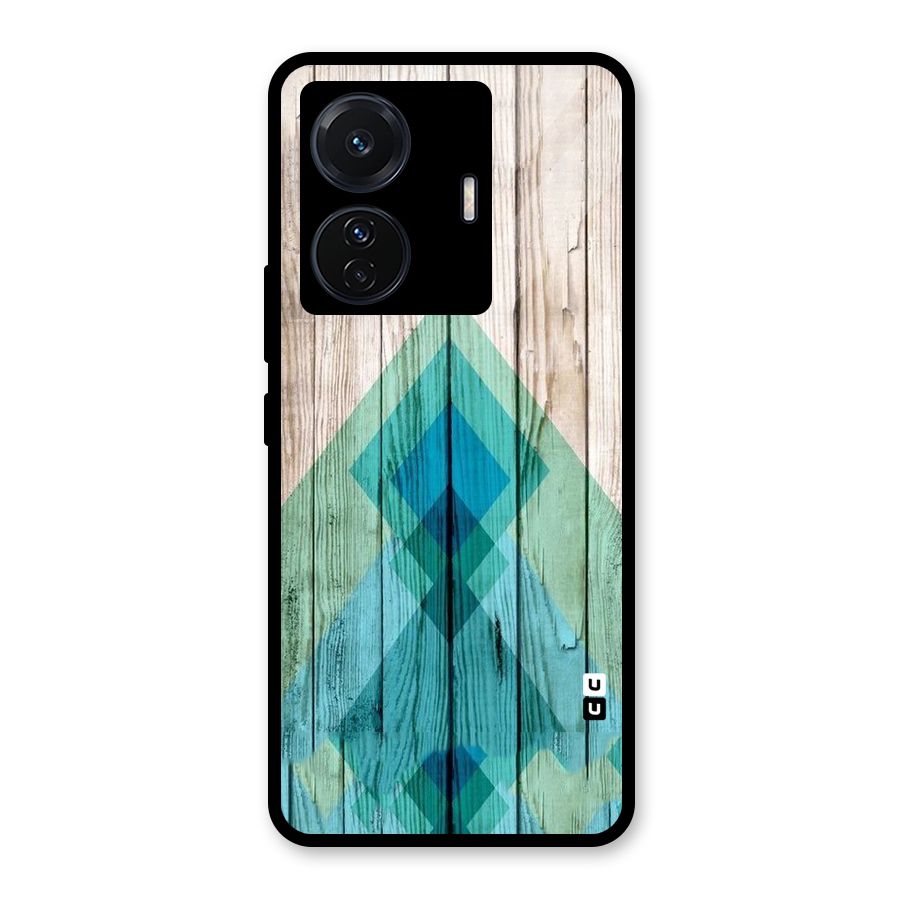 Abstract Green And Wood Glass Back Case for Vivo T1 Pro