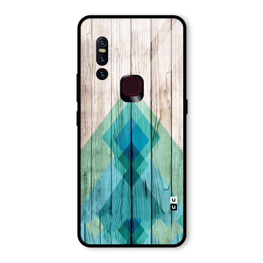 Abstract Green And Wood Glass Back Case for Vivo V15