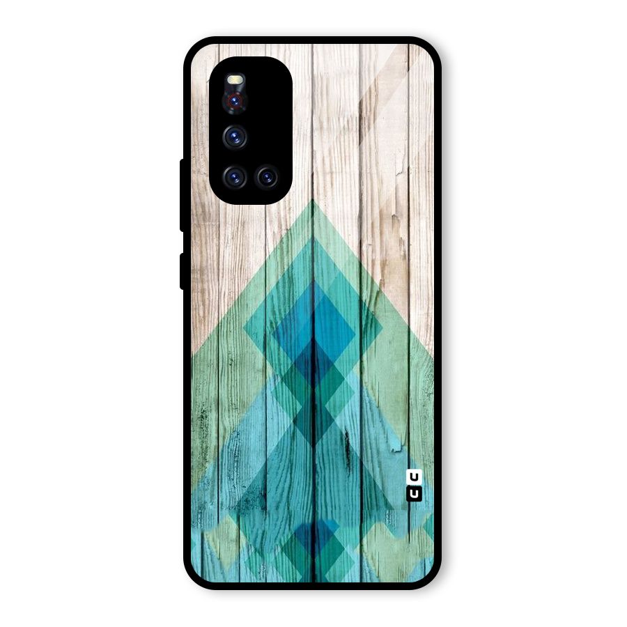 Abstract Green And Wood Glass Back Case for Vivo V19