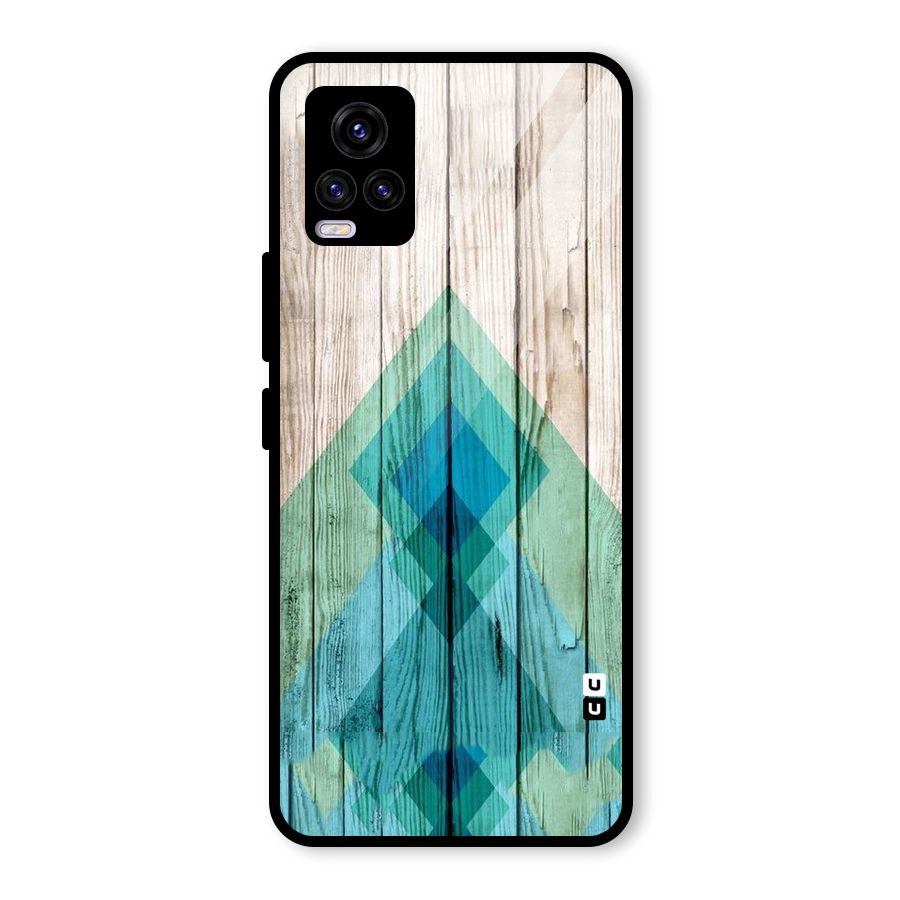 Abstract Green And Wood Glass Back Case for Vivo V20