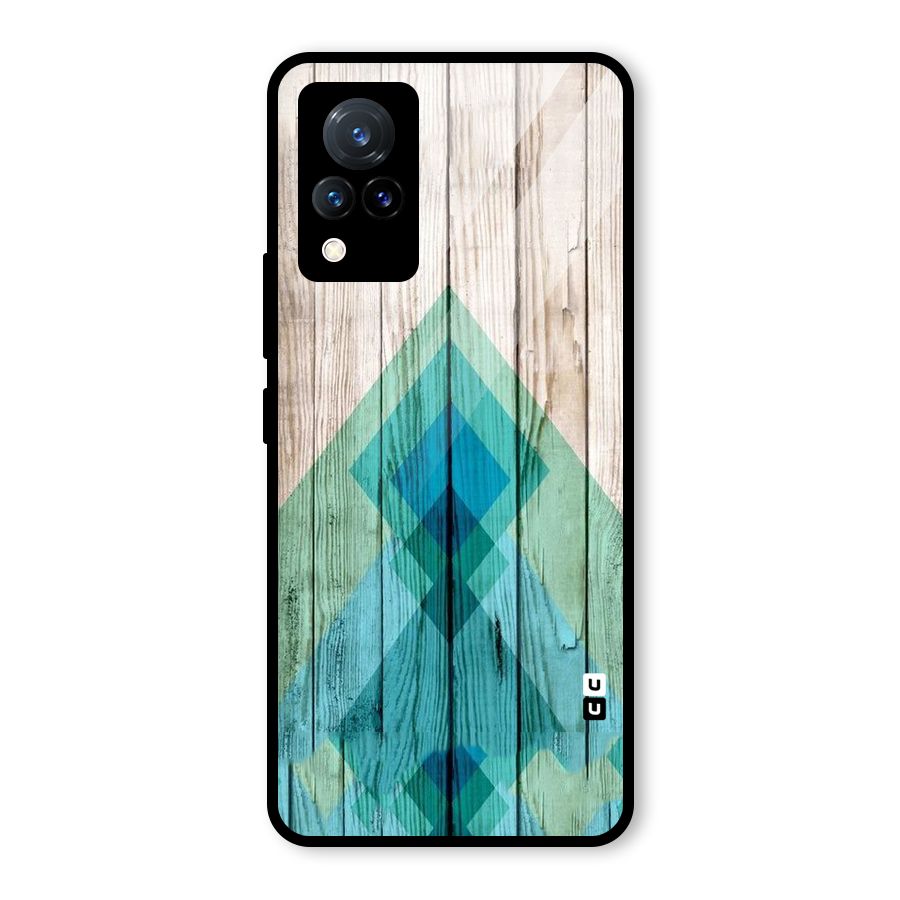 Abstract Green And Wood Glass Back Case for Vivo V21 5G