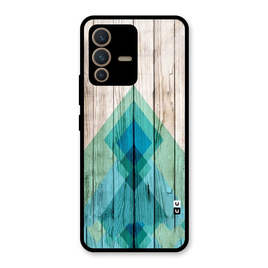 Abstract Green And Wood Glass Back Case for Vivo V23 5G