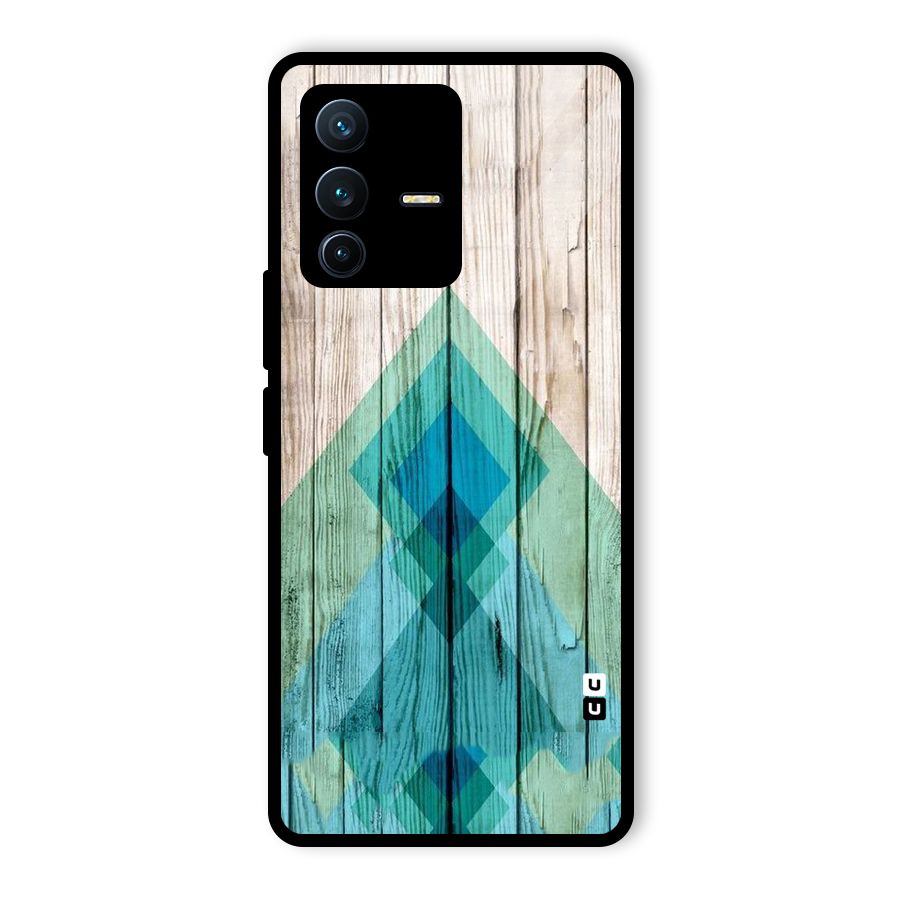 Abstract Green And Wood Glass Back Case for Vivo V23 Pro