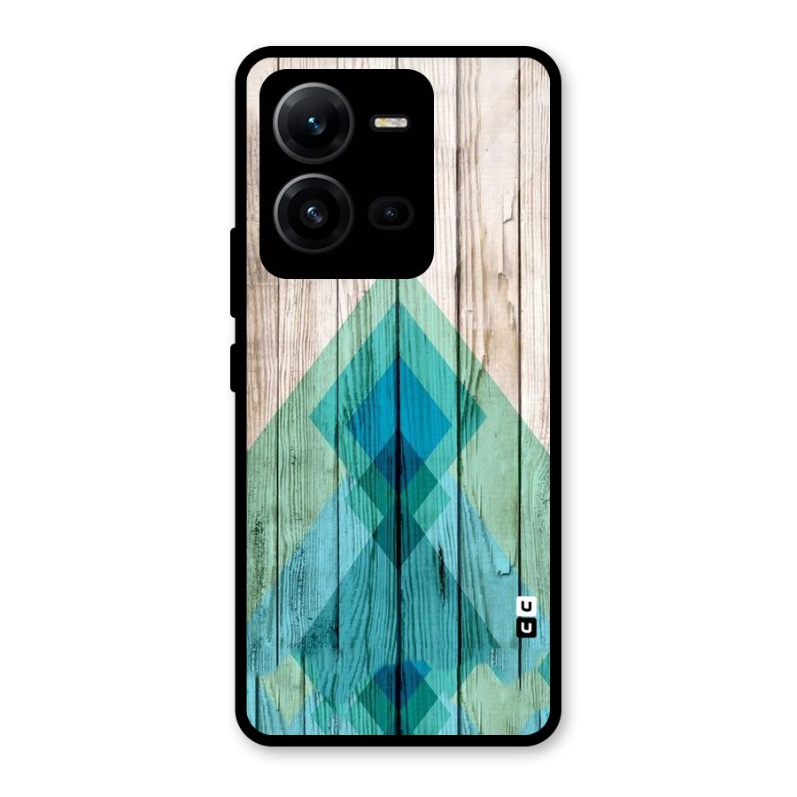 Abstract Green And Wood Glass Back Case for Vivo V25