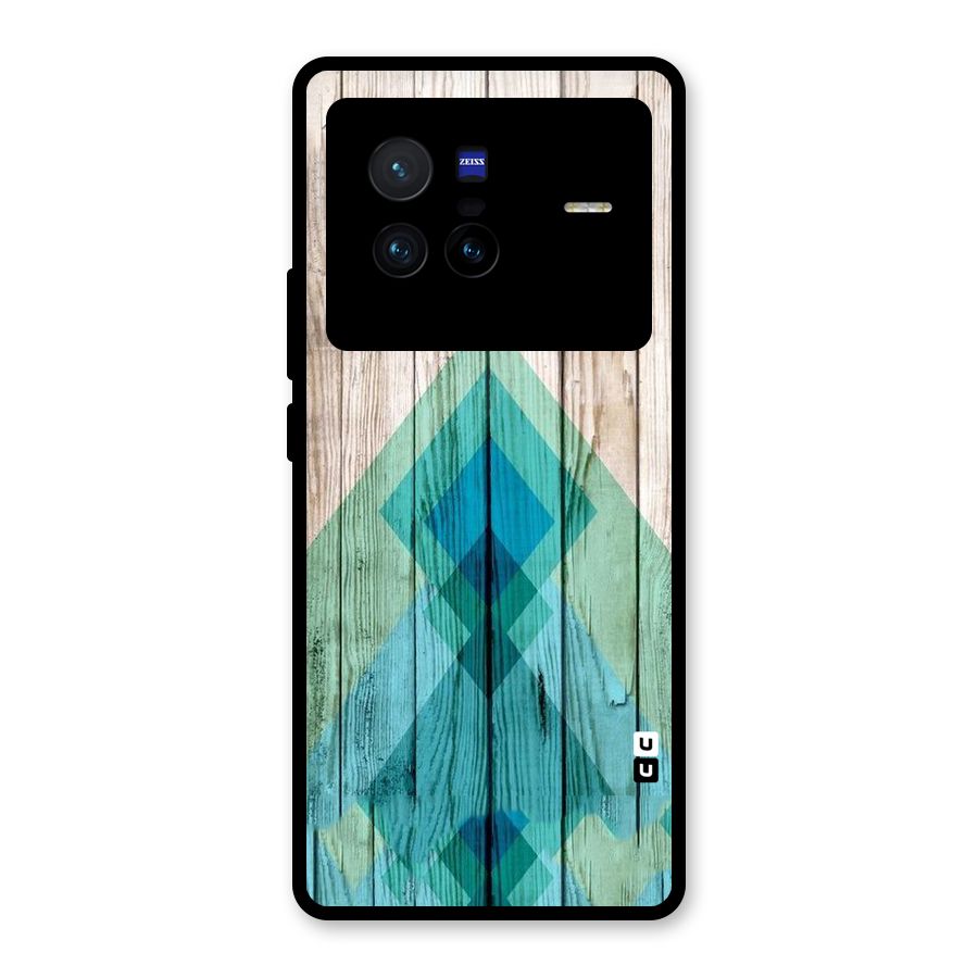 Abstract Green And Wood Glass Back Case for Vivo X80