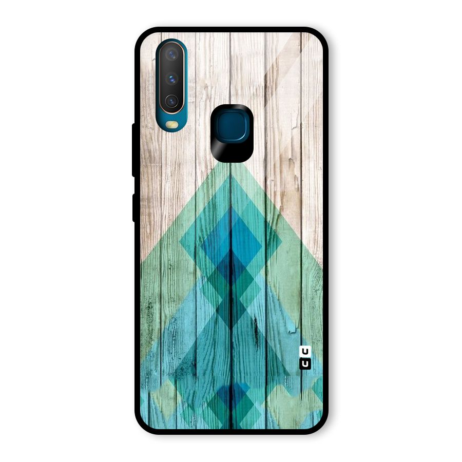 Abstract Green And Wood Glass Back Case for Vivo Y15
