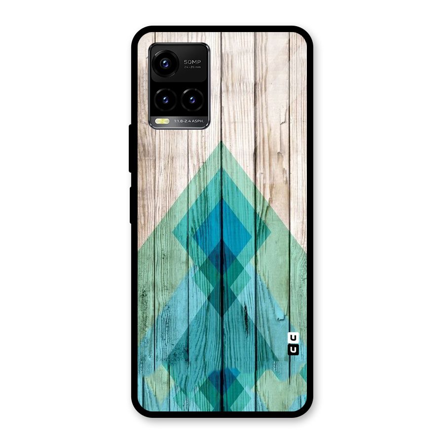 Abstract Green And Wood Glass Back Case for Vivo Y21T
