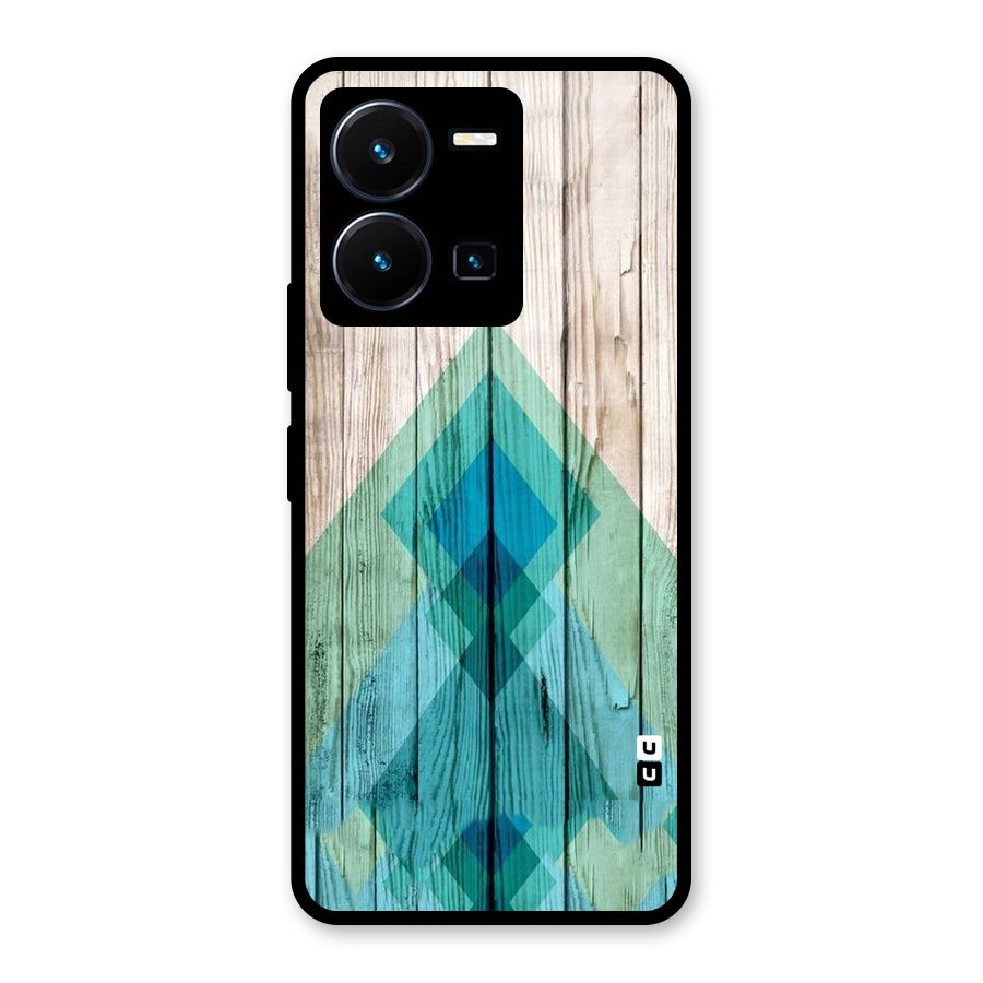 Abstract Green And Wood Glass Back Case for Vivo Y35