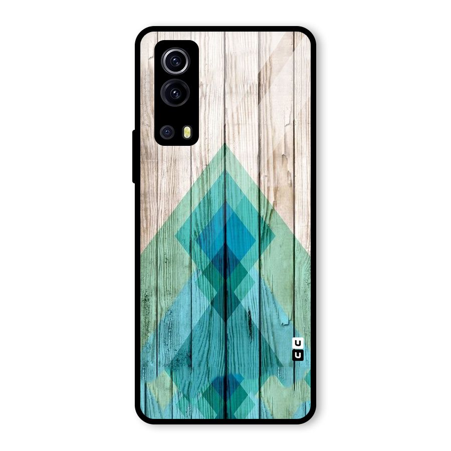 Abstract Green And Wood Glass Back Case for Vivo iQOO Z3