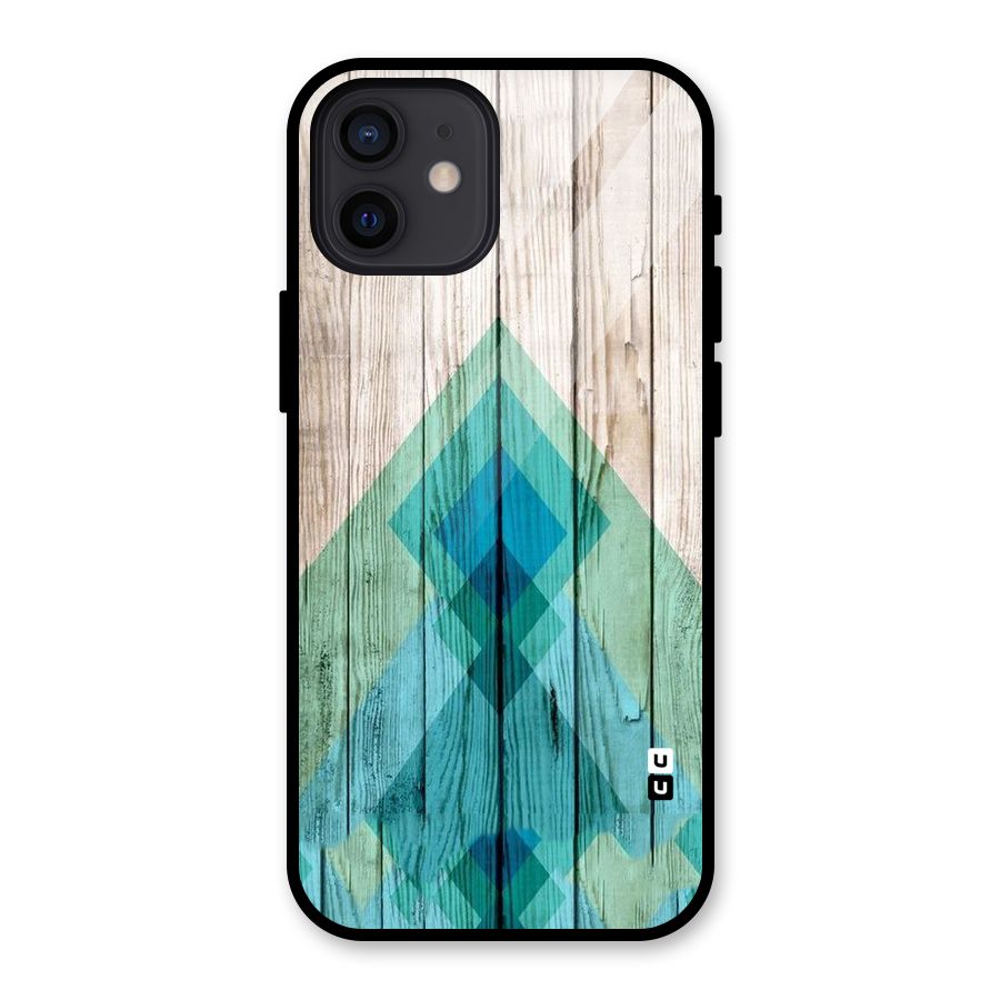 Abstract Green And Wood Glass Back Case for iPhone 12
