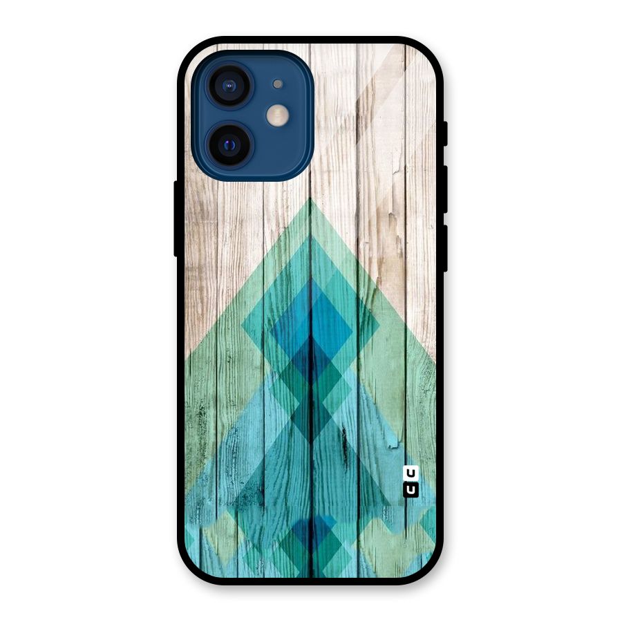 Abstract Green And Wood Glass Back Case for iPhone 12 Mini