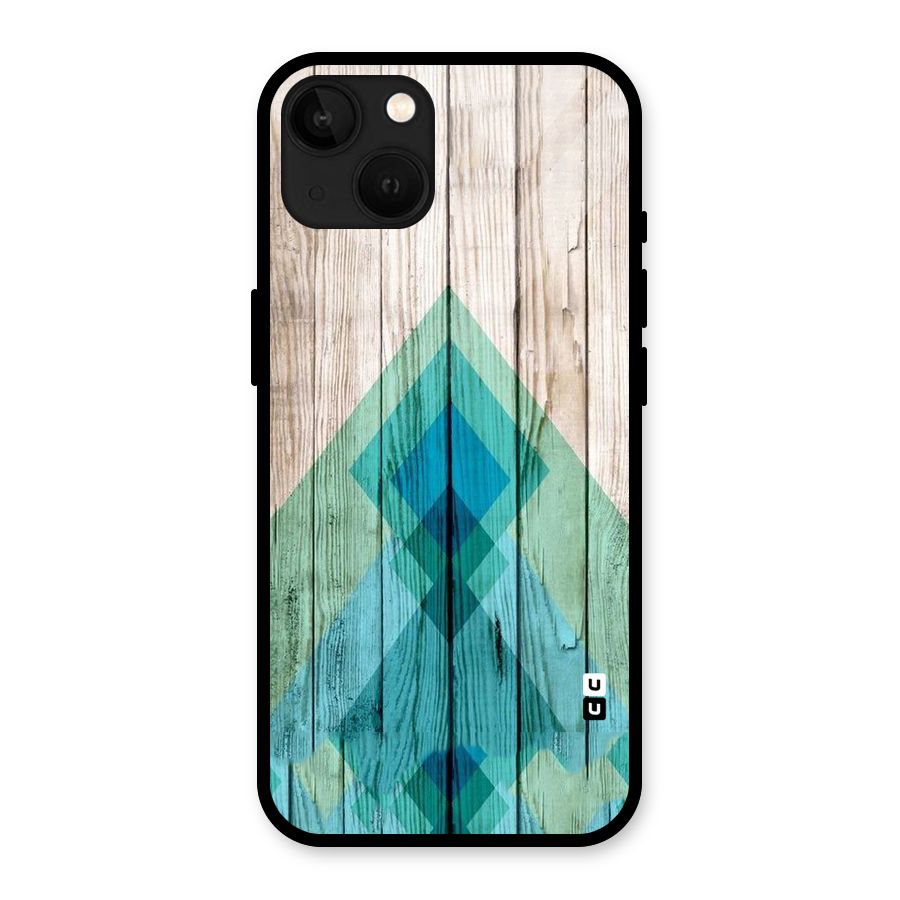 Abstract Green And Wood Glass Back Case for iPhone 13